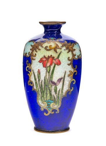 Blue enamel Cloisonné cabinet vase