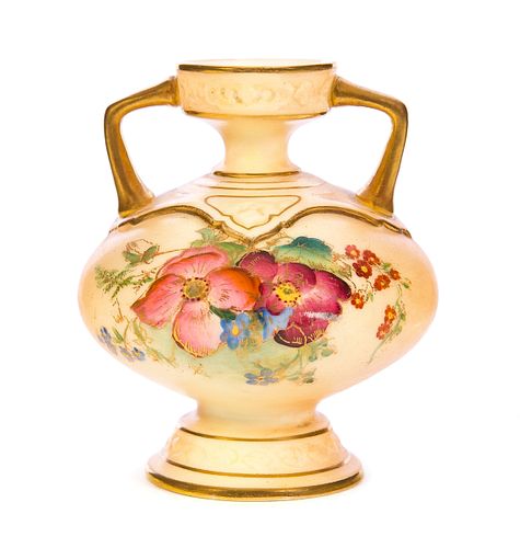 Royal Worcester vase floral with handle