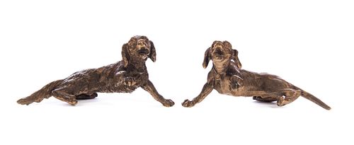 Two Austrian bronze dogs