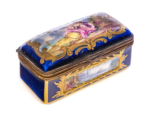 Sevres French Porcelain Box Romantic courting Scene