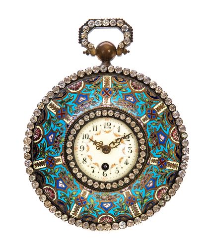 Jeweled Champlevé Enamel Clock