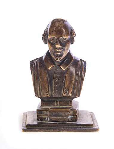 Bronze Bust of Scholar on Books