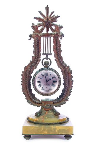 French Bronze Glass Paperweight Clock
