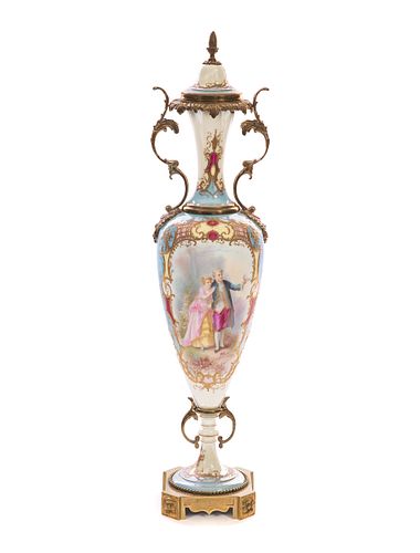 1800's Bronze-mounted Sevres Porcelain Urn
