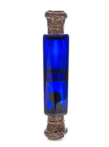 Large Blue Art Glass Double Perfume Scent Bottle