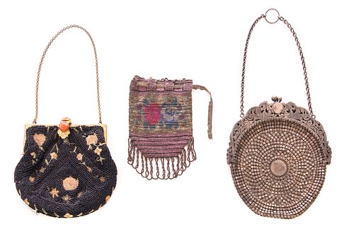 3 Victorian Mesh and Beaded Purses