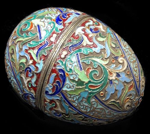 Russian Silver Enameled Egg