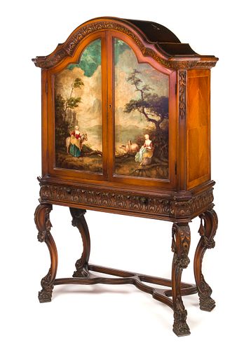 Carved Cabinet With Hand Painted Scenes