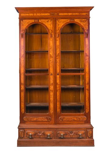 Walnut Victorian 2 Door Bookcase