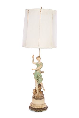 Spelter Aug Moreau Figural Lamp