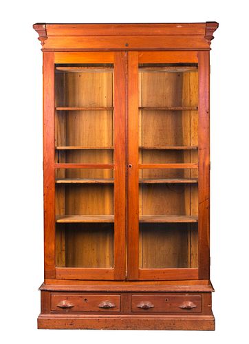 Walnut Victorian 2 Door Library Bookcase