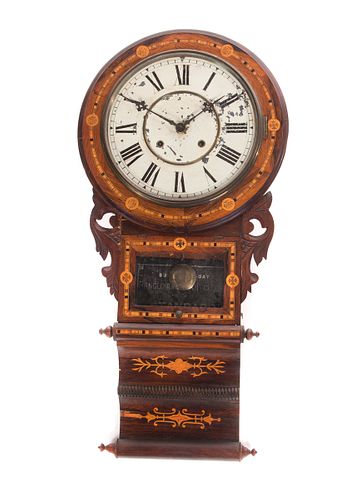Victorian Rosewood Inlaid Hanging Clock