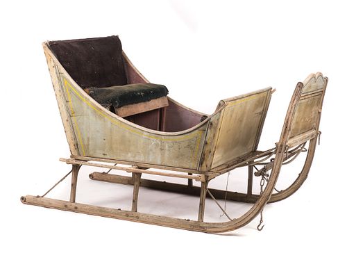 Early Paint Decorated Folk Art Sled