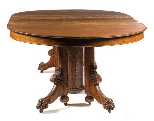 Claw Footed Oak Round Table