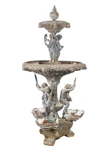 Zinc Victorian Figural Garden Fountain