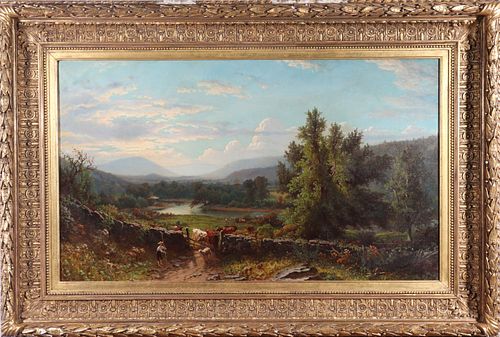 George W. Waters Landscape Oil on Canvas, 1876