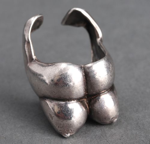 Mid-Century Modern Silver Tits & Ass Ring