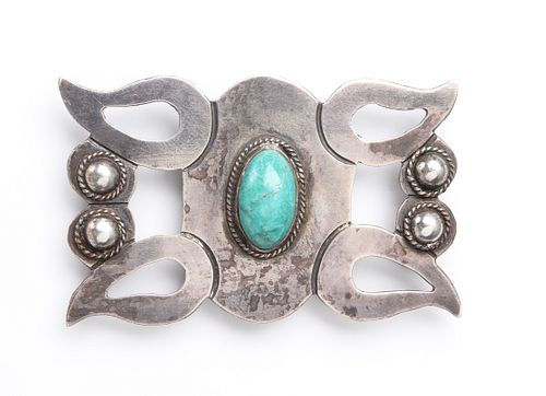 Vintage Taxco 980 Silver Turquoise Brooch