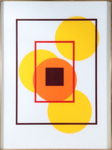 Modern Geometric Abstract Print Behind Glass