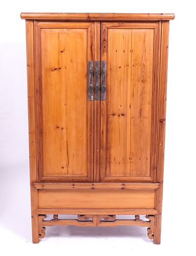 Asian Style Oak Wood Tall Cabinet