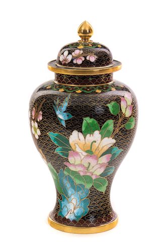 Chinese Cloisonné Cherry Blossom Urn