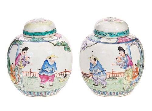 19th Century Chinese Porcelain Covered Jars
