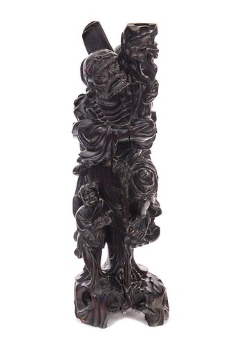 Chinese Rosewood Shou Lao Sculpture