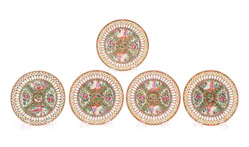 5 Reticulated Rose Mandarin Luncheon Plates