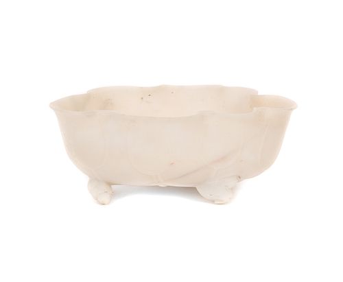 Chinese Carved Stone Lotus Bowl
