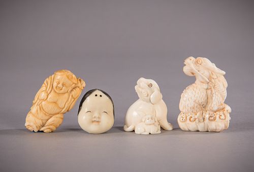 4 Carved Ivory Japanese Netsuke