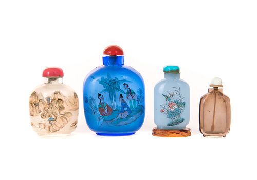 4 Chinese Reverse Painted Snuff Bottles