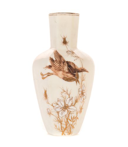 Mount Washington Enamel Decorated Bird Vase