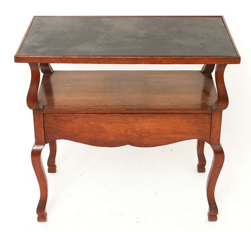 Queen Anne Style Walnut Side Table w Slate Top