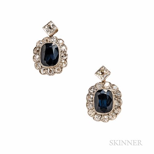 Sapphire and Diamond Earclips