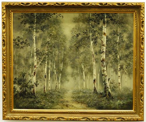 M. Kinoshita Birch Forest Landscape Painting