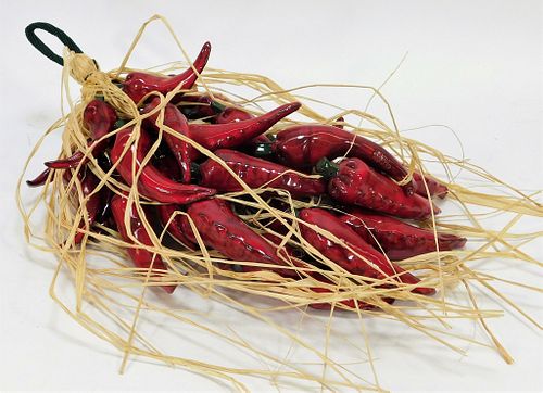 Modern Blown Art Glass Cluster of Chili Peppers