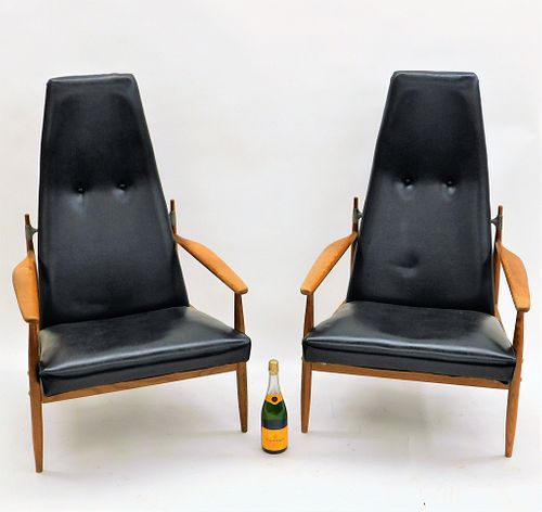PR Peter Hvidt Danish High Back Lounge Chairs