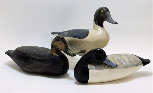 3 American Painted Carved Wood Duck Decoys