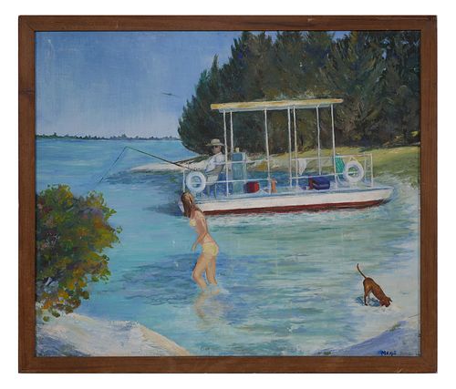 SUNDAY LAGOON, Florida Boat Painting