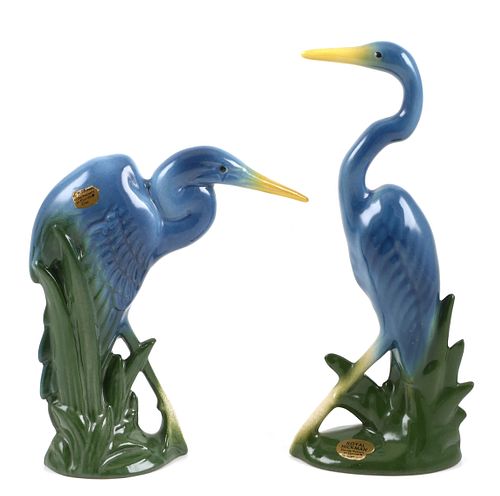 Pair ROYAL HICKMAN Pottery Blue Herons