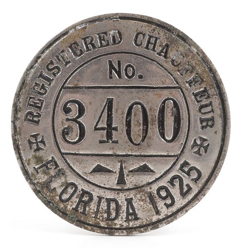 1925 FLORIDA CHAUFFEUR Badge Pin