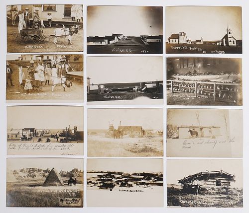 (12) RPPC, Real Photo Postcards Presho, SD 1909