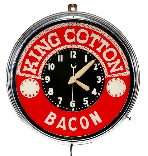 KING COTTON BACON 1940s Electric Wall Clock