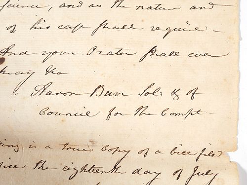 1771 AARON BURR Handwritten Document