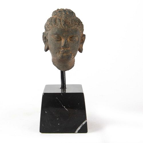 ANCIENT GANDHARAN SCHIST STONE HEAD OF BUDDHA