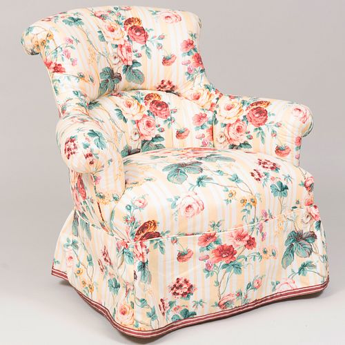 Chintz Upholstered Armchair, Fabric Designed by Mario Buatta 