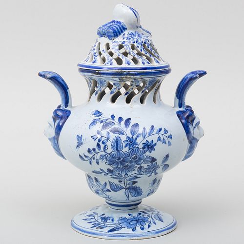 Delft Blue and White Potpourri Vase and Cover