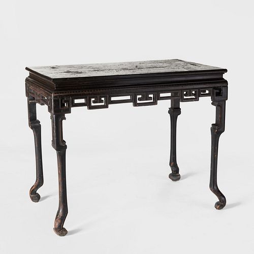 Chinese Export Black Lacquer and Parcel-Gilt Table