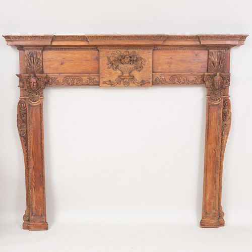 George III Carved Pine Mantel, in the Manner of William Kent