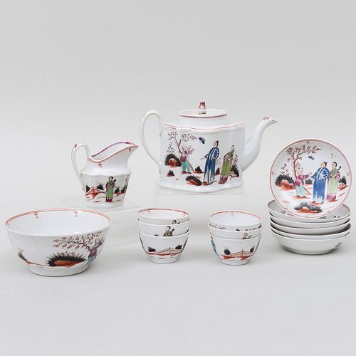 English Porcelain Chinoiserie Decorated Part Tea Service